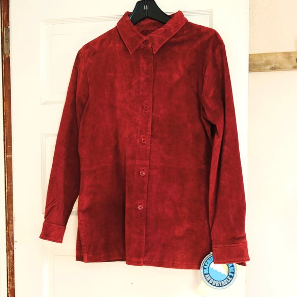Jessica Holbrook Burgandy Washable Suede Jacket size Medium - Picture 1 of 6